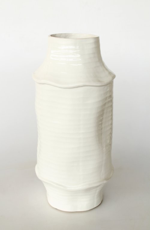 Very Tall White Glazed Jar